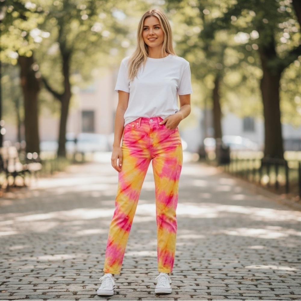 GRLFRND Karolina High Rise Jeans Tie Dye 26